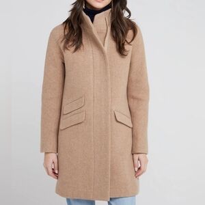 J.Crew Cocoon Coat Italian Stadium-Cloth Wool SANDSTONE - BEIGE Sz 2 (Stains)